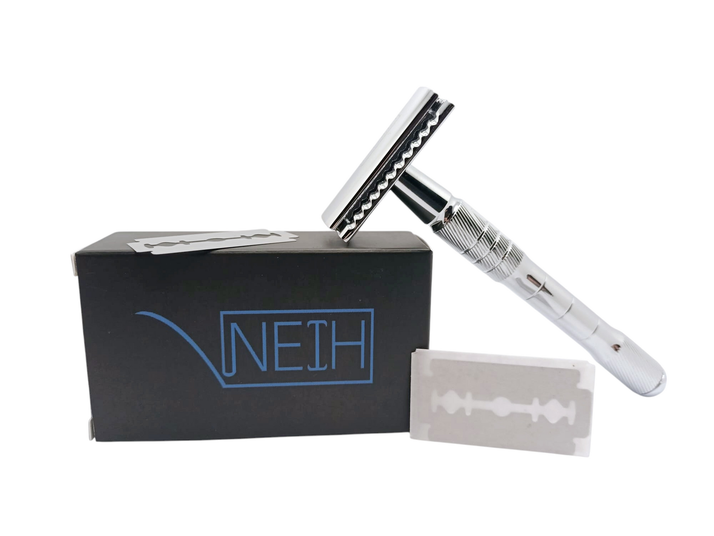 Rasierhobel Silber mit Drehgewinde + Rasierklingen als Bundle