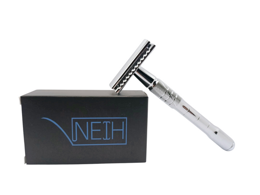 Rasierhobel Silber mit Drehgewinde + Rasierklingen als Bundle